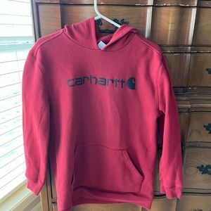 Carhartt boys size Large 14/16 red hooded sweater in good condition